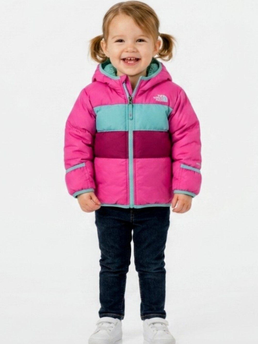 THE NORTH FACE Moondoggy Hoodie jacket Sherpa lined pink Toddler 18 24 mth